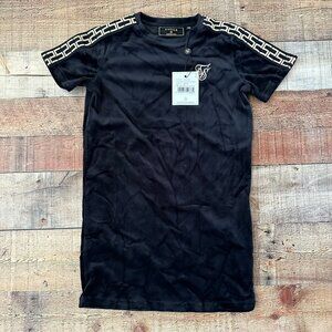 Sik Silk brand black velour tape tshirt dress girl's 8